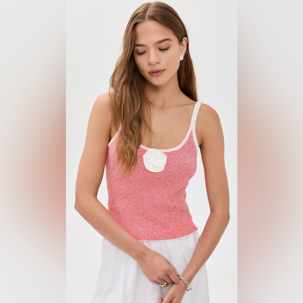 Simonett Terry Rose Tank Red And White Striped Womens Sz M/L Top